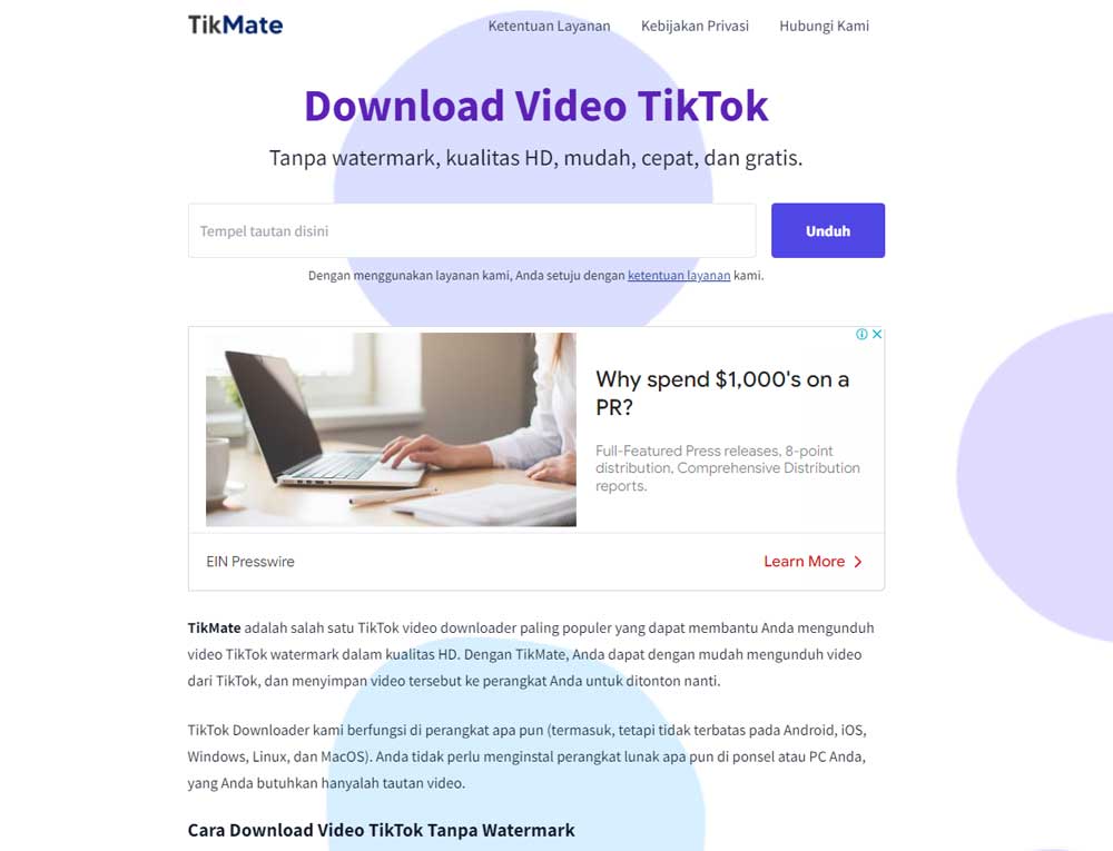 TikMate: Download Video TikTok Kualitas HD No Watermark