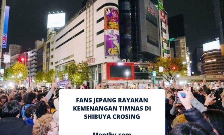Fans Jepang Rayakan Kemenangan Timnas di Shibuya Crossing